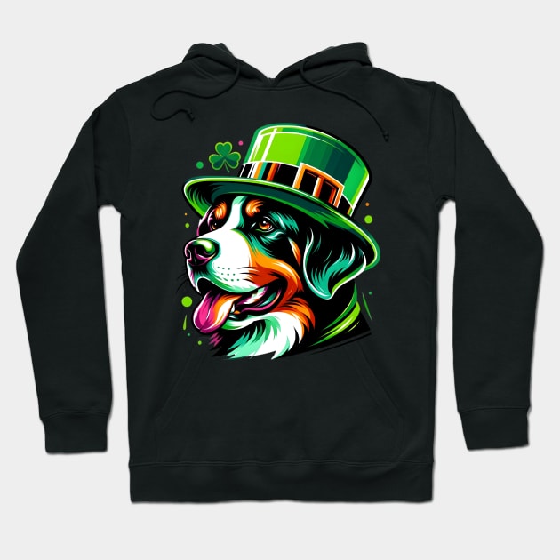 Greater Swiss Mountain Dog Celebrates Saint Patrick's Hoodie by ArtRUs